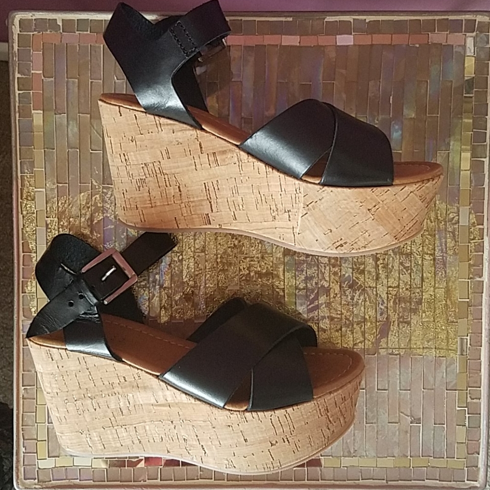 Barney's NY black leather and cork wedge sandals - Picture 2 of 6